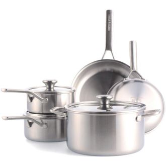 None Merten & Storck Tri-Ply Set di Pentole e Padelle in Acciaio Inox, 8 Pezzi, include Padelle, pentole e coperchi, Multi Clad, Adatto allinduzione
