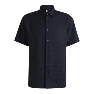 HUGO BOSS Overhemden, Heren, Blauw, S, Linnen, C-Cory-Sh-252 Relaxed Fit Linnen Seersucker Overhemd