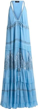 Etro Jurk met geborduurde bloemen - Blauw