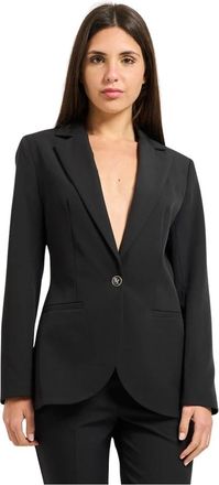Yes-Zee Single-breasted Jasje - Dames - Blazers - Zwart - L - Leer - Jassen