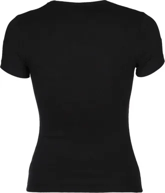 Tommy Hilfiger Womens Badge T-Shirt Black Regenerative Cotton Elastane