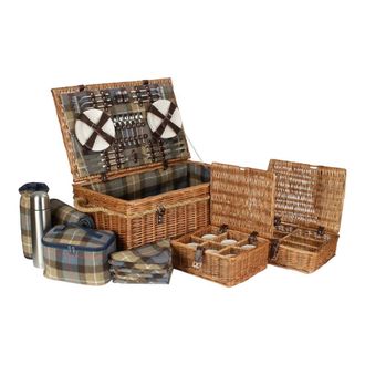 Red Hamper Rope Handled Ravenstor 6 Person Fitted Picnic Basket in Brown