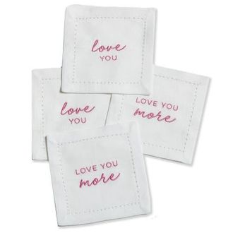 Tag Love You More Cocktail Napkin S/4 White Multi Cotton Spring at Nordstrom