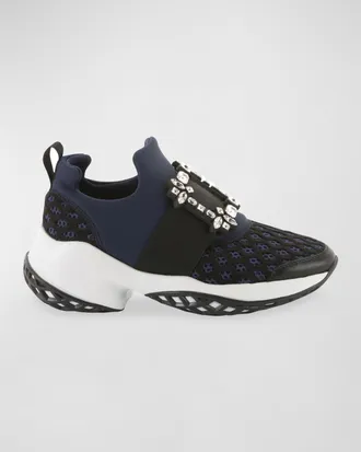 Roger Vivier Running Strass Buckle Stretch Sneakers