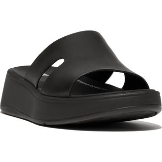 FitFlop F-Mode Raw Edge Flatform Sandal in Black at Nordstrom Rack, Size 5