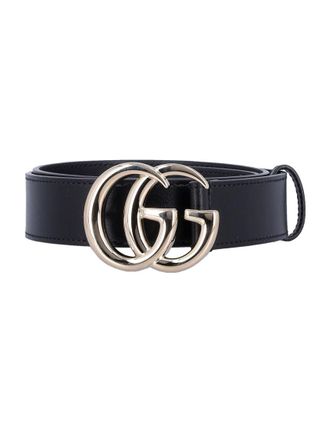 Gucci Black Logo Buckle Solid Belt