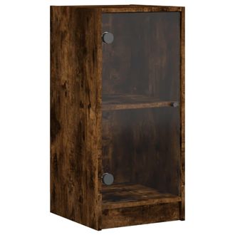 vidaXL Armario Auxiliar Puertas De Vidrio Roble Ahumado 35x37x75,5 Cm Vidaxl