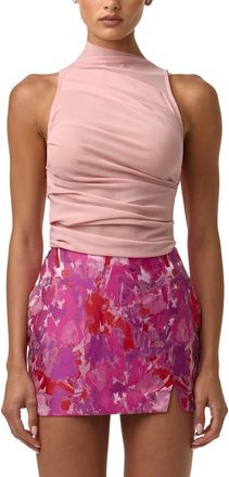 Naked Wardrobe Funnel Neck Semisheer Mesh Bodysuit in Blush at Nordstrom, Size X-Large