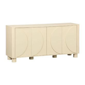 Sweeek Aparador efecto madera con 4 puertas, 155cm, beige