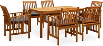 vidaXL Set Comedor De Jard&iacute;n 7 Pzas Y Cojines Madera Maciza De Acacia Vidaxl