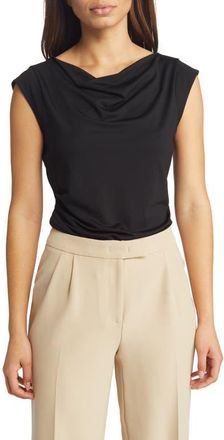 Anne Klein Gathered Cowl Neck Top in Anne Black at Nordstrom, Size Xx-Small