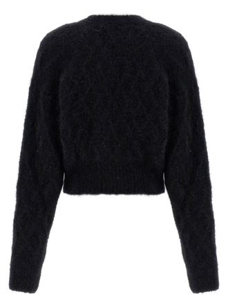 Rotate Brushed Wool-Blend Knit Cardigan - Black