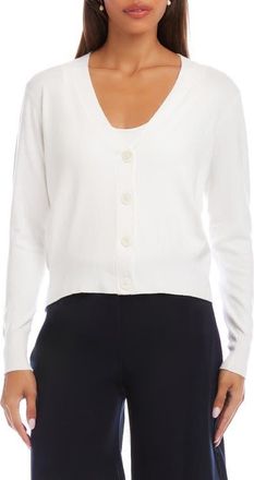 Karen Kane V-Neck Cardigan in White at Nordstrom, Size X-Large