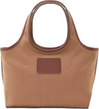 A.P.C. Katoenen Canvas Tas met Lederen Details - Dames - Handtassen - Bruin - ONE Size - Katoen - Tassen