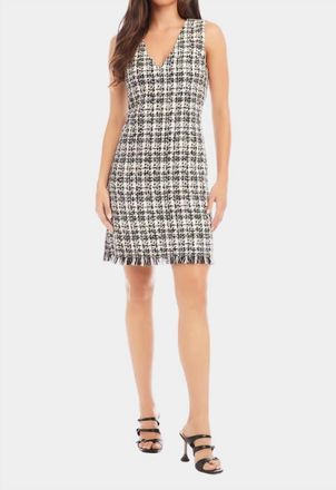 Karen Kane Tweed Shift Dress In Black/cream