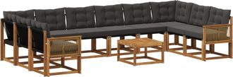 vidaXL Conjunto De Sof&aacute;s De Exterior 11 Uds. Natural Y Negro Vidaxl