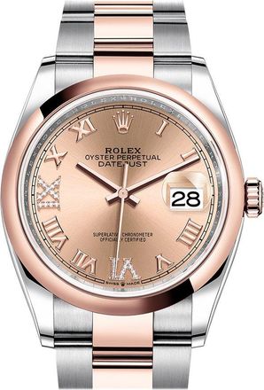 Rolex Datejust 36 Pink Diamond Dial Mens Steel and 18K Everose Gold Oyster Watch 126201PKRDO