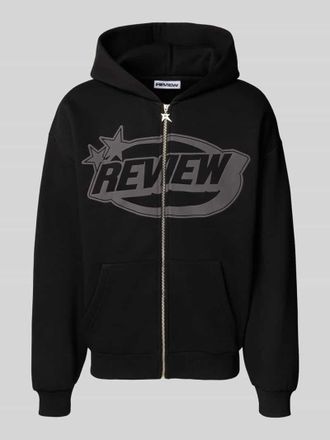 Review Sweatjacke mit Label-Print in Black, Größe XXL