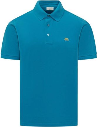 Etro Geborduurde polo shirt - Heren - Polos - Blauw - L - Katoen - Tops