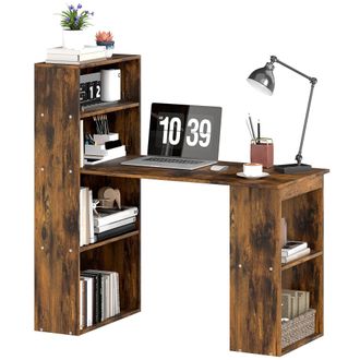 HOMCOM 120cm Computer Desk Bookshelf Writing Table Workstation 6 Shelves | TJ Hughes