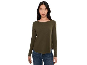 Mod-o-doc Long Sleeve Dropped Armhole Oversized Top Womens Clothing Fern : LG (US 12-14), Cotton/Modal/Spandex