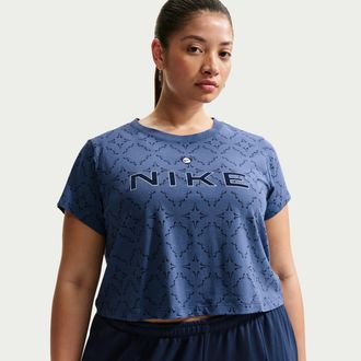 Nike Womens Nike Sportswear Chill Knit Slim Cropped T-Shirt (Plus Size) in Blue | II3660-461