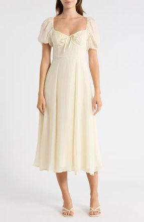 Moon River Puff Sleeve Midi Dress in Cream at Nordstrom Rack, Size X-Small