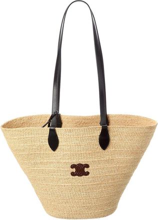 Celine Celine Little Straw & Leather Tote