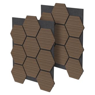 ML Design Ml-design 2x Paneles Ac&uacute;sticos Hexagonales 66,5x81x2cm 1 M&sup2; Mdf Tratamiento De Insonorizaci&oacute;n Marr&oacute;n Aislamiento F&oacute;nico De Pared Puerta Techo Absorben
