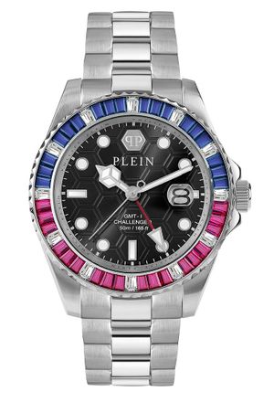 Philipp Plein Gmt-i Challenger Baguettes Mannen Zilveren Horloge PWPZA0124