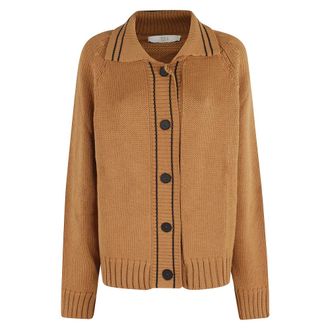 Tela Cardigans, female, Brown, M, Violet Canvas Cardigan Brown Wool Blend