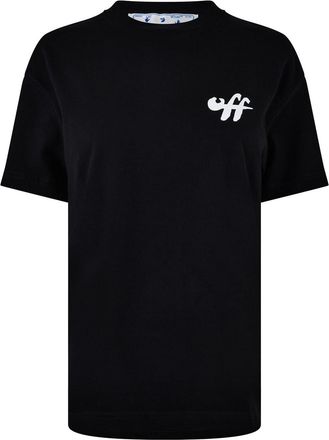 Off-white Womens Off White Zebra Crew Neck Regular Fit T-Shirt in Black - Size X-Small