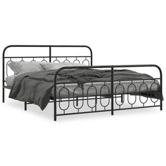 Berkfield Home Metal Bed Frame without Mattress with Footboard Black 193x203cm | Size: 193x203 cm