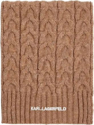 Karl Lagerfeld K/Essential Sjaal - Dames - Wintersjaals - Beige - ONE Size - Wol - Accessoires