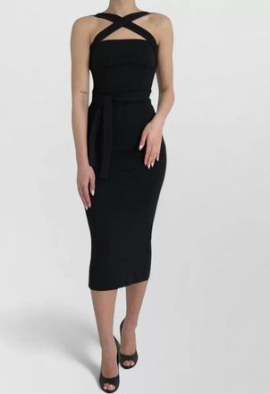 Dolce & Gabbana crisscross halterneck belted midi dress
