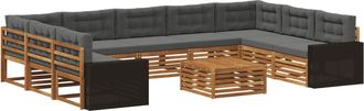 vidaXL Conjunto De Sof&aacute;s De Exterior 10 Uds. Natural Y Antracita Vidaxl