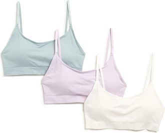 Nordstrom Rack Everyday 3-Pack Assorted Scoop Neck Bralettes in Grey Green- Purple Multi at Nordstrom Rack, Size X-Large