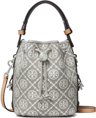 Tory Burch Mini T Monogram Jacquard Utility Bucket Bag in Gray at Nordstrom