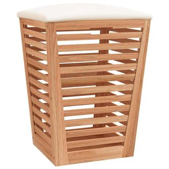 vidaXL Taburete De Ba&ntilde;o Madera Maciza De Nogal 40,5x40,5x56 Cm Vidaxl