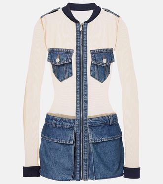Coperni Illusion tulle and denim minidress