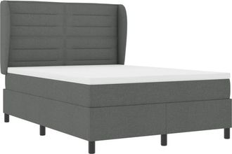 vidaXL Box Spring Bed with Mattress Dark grey 140 x 190 cm Fabric vidaXL