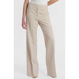 Santorelli Camila Wide Leg Pant in Soft Stretch Crepe in Beige at Nordstrom, Size 10