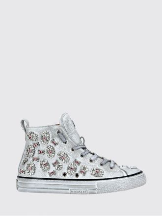 Philipp Plein Grained Leather High-Top Sneakers with Rhinestones and Hexagon Logo