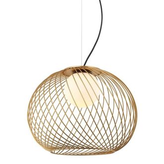 Netlighting Modern Hanging Pendant Golden 1 Light with White Shade E27 in Gold