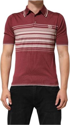 Dolce & Gabbana Gestreepte Katoenen Polo T-shirt - Heren - Polos - Rood - 3XL - Katoen - Tops