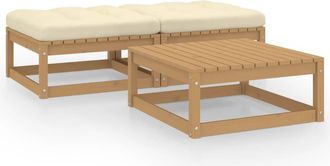 vidaXL Juego De Muebles De Jard&iacute;n 3 Pzas Y Cojines Madera Maciza Pino Vidaxl