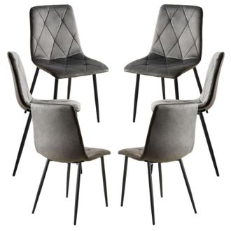 Regalos Miguel Regalos Miguel - Packs Sillas Comedor - Pack 6 Sillas Lyke Terciopelo - Gris Oscuro