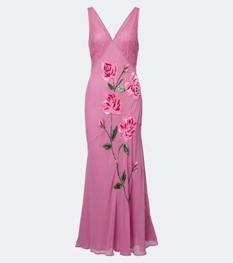 Blumarine Floral sequined midi dress