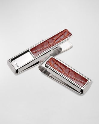 M Clip Monterey Alligator Money Clip, Brown