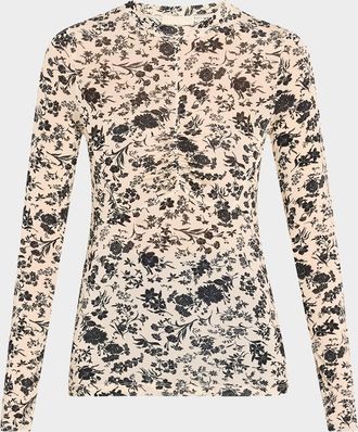 Ulla Johnson Neri Long-Sleeve Ruched Top